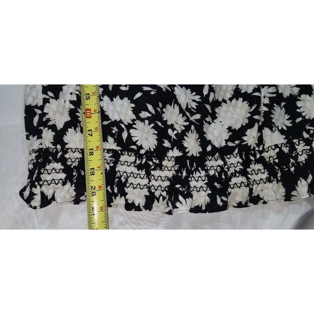Tory Burch Black & White Floral‎ Print Blouse XS